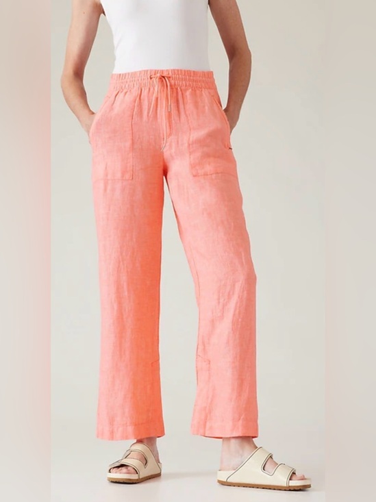 Athleta Pants - Athleta Retreat Linen Wide Leg Pants in Sunset Glow/Coral Size 12P